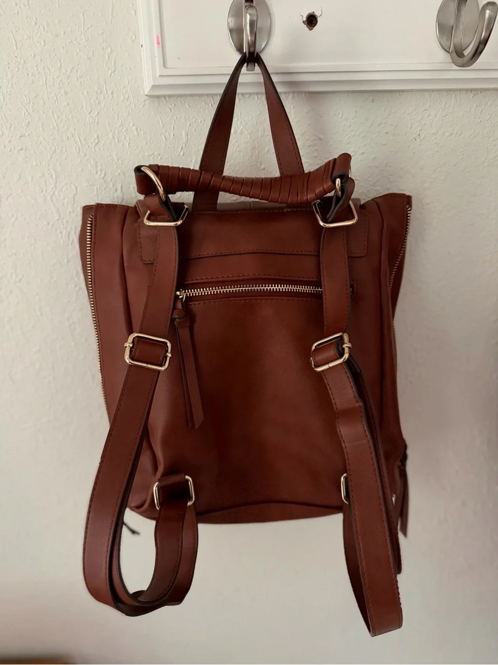 INC International Concepts Brown Faux-Leather Convertible Backpack Tote